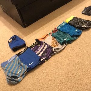 Nike pro spandex shorts and sports bra